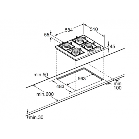 Газовая панель Fabiano  FHG 8244 VGHT White Glass  Glass А-10